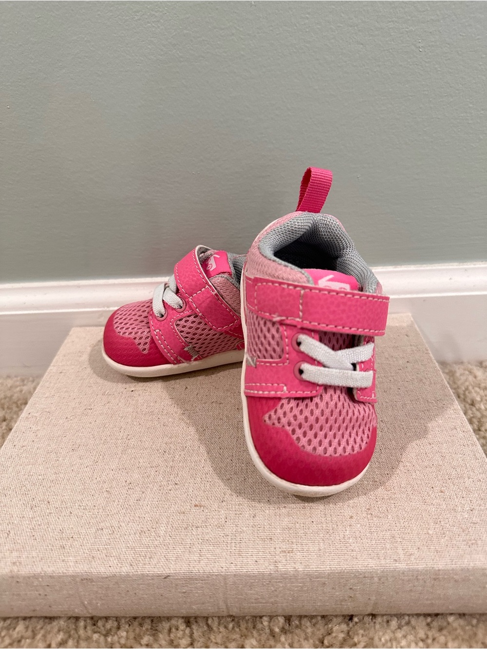 Pink See Kai Run Viento First Walker Velcro Shoes